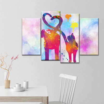 «Cat and Dog Love», ensemble de 4 reproductions sur toiles tendues