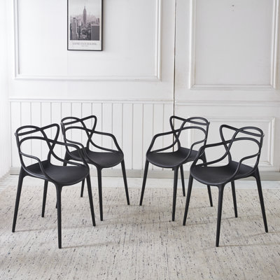 Chaise en plastique 4 pièces noir