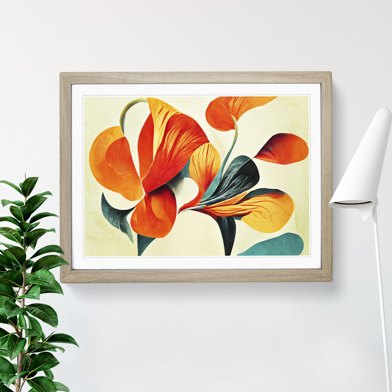 Artistic Floral Abstract Vol.7 - Single Picture Frame Print, 25cm H x 34cm W x 2cm D, Oak Framed