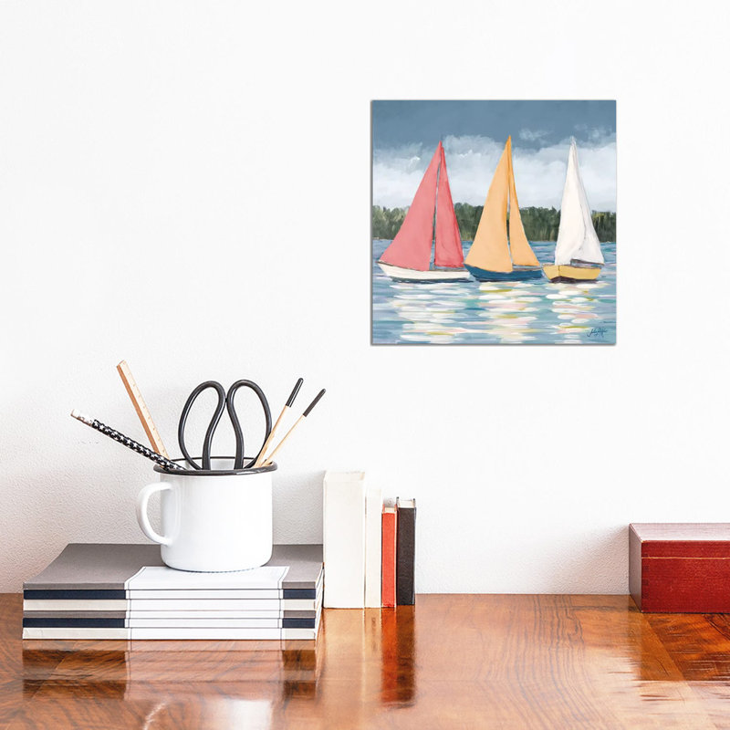 Soft Pastel Sails by Julie Derice - Wrapped Canvas Painting, 30.48cm H x 30.48cm W x 1.905cm D