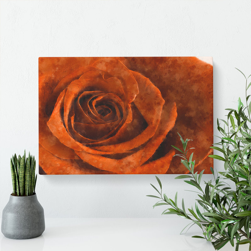 Orange Rose - Wrapped Canvas, 35cm H x 50cm W x 3cm D