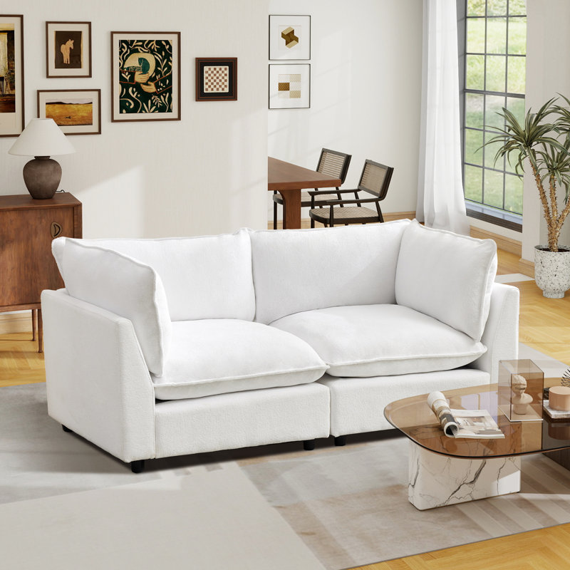 Profondeur de l'assise du canapé modulaire en chenille 74,8 po 74 po, White
