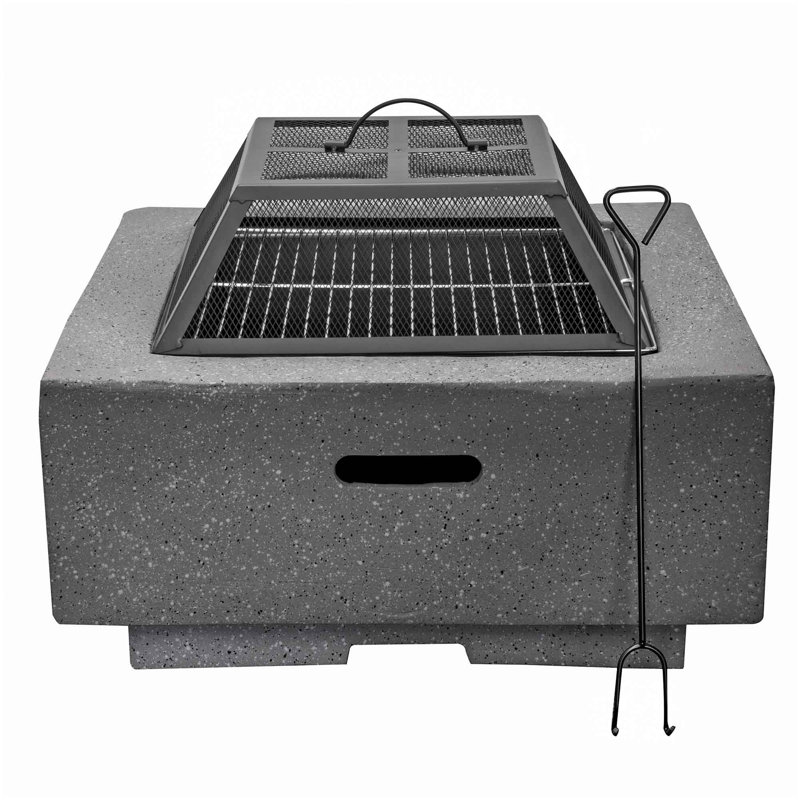 Anneheide Square Wood Burning Smokeless Fire Pit, Dark Grey 