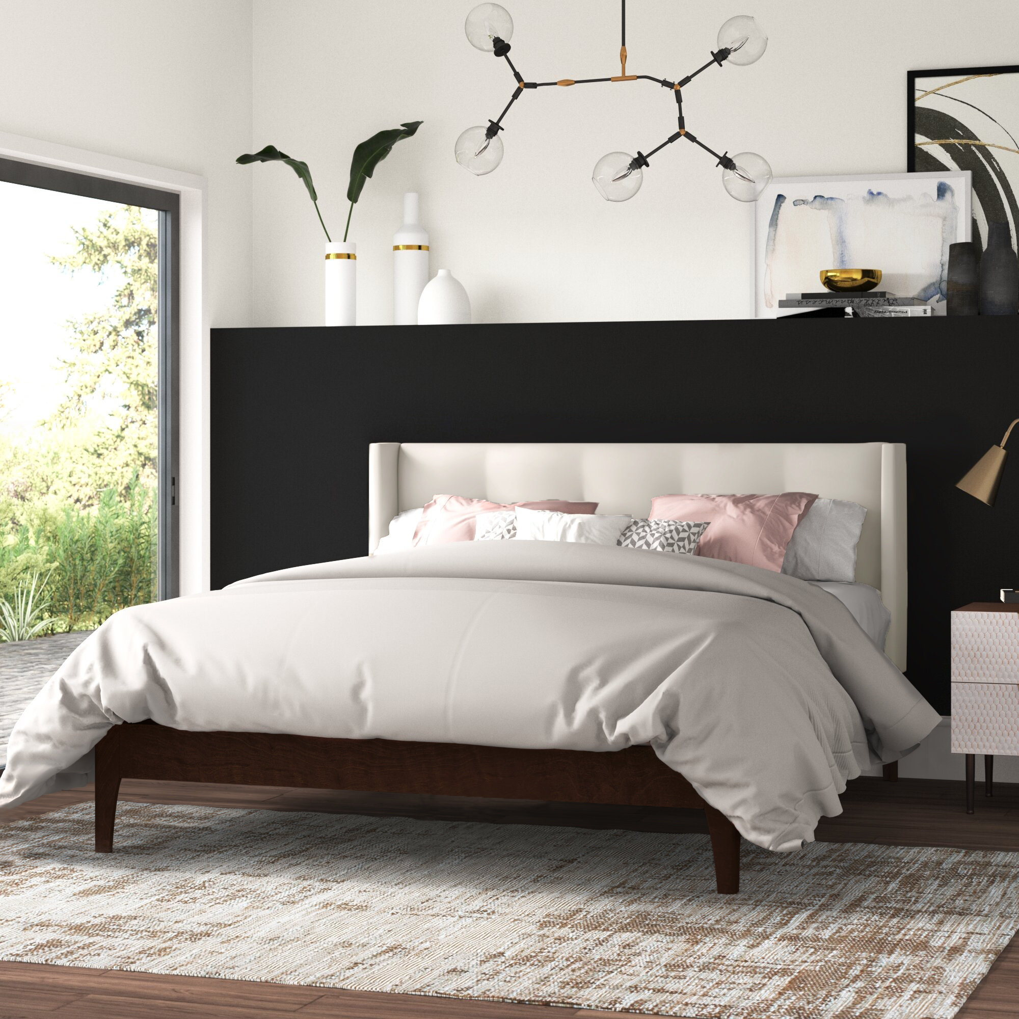 Efstratia Upholstered Wingback Bed