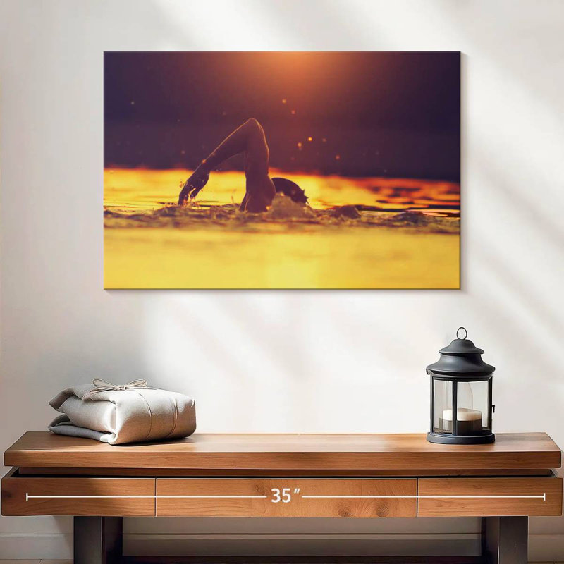 Sireci Sunset Swimming, 16" H x 24" W
