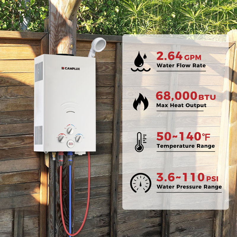 Chauffe-eau d'extérieur sans réservoir au propane liquide 2,64 GPM