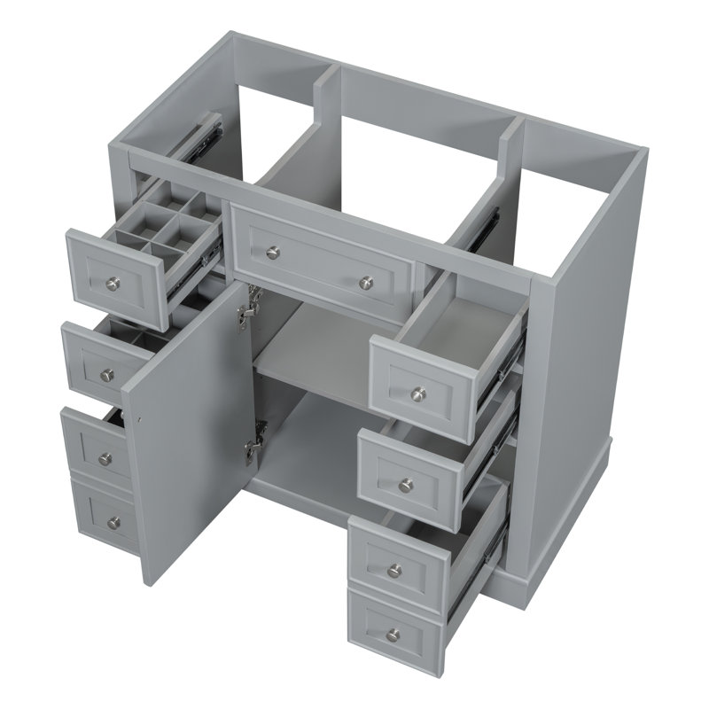 Base de meuble-lavabo simple 35,6 po Nahas en gris seulement Nahas