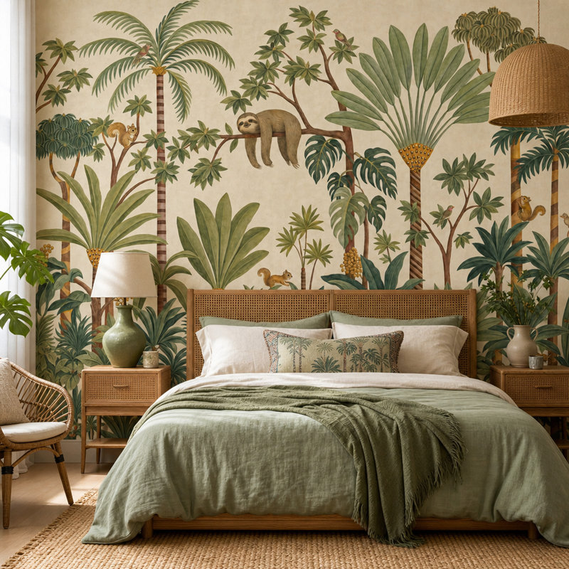 Papier peint texturé papier peint botanique tropical, 200 po x 120 po, Peel and Stick