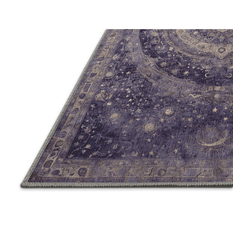 Machine Washable Pink Area Rug, Rectangle 5' x 8'