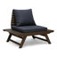 Chaise d'extérieur avec rembourrage et siège large - doublure en bois gris foncé agrandie