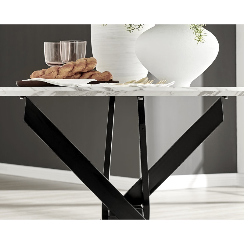 Eubanks 4 - Person Dining Set, Navy/Black