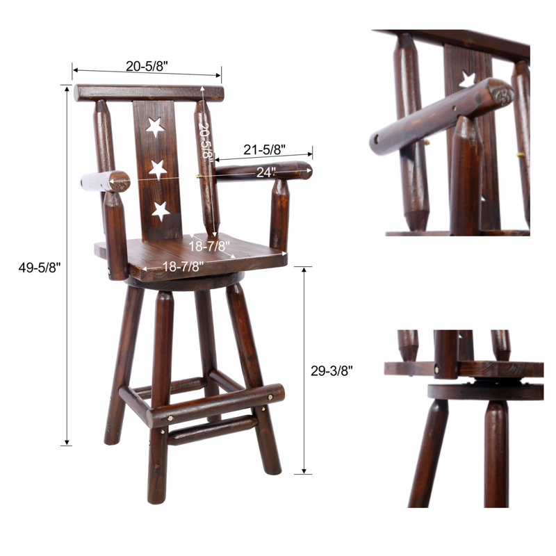 Rustic Bar Stool - Fir Wood Construction
