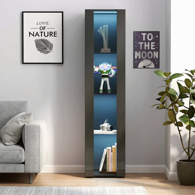 Armoire latérale avec lampe à bande en aluminium, avec grand espace de rangement