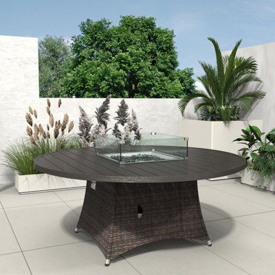 Pomos Round Aluminum Propane Fire Pit Table with Hidden Fuel Tank