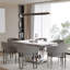 Ensemble de table de salle à manger 7 pièces en faux marbre et argent avec 6 chaises de salle à manger à accoudoirs bouclés gris-1209545803-1209545813-1209545812
