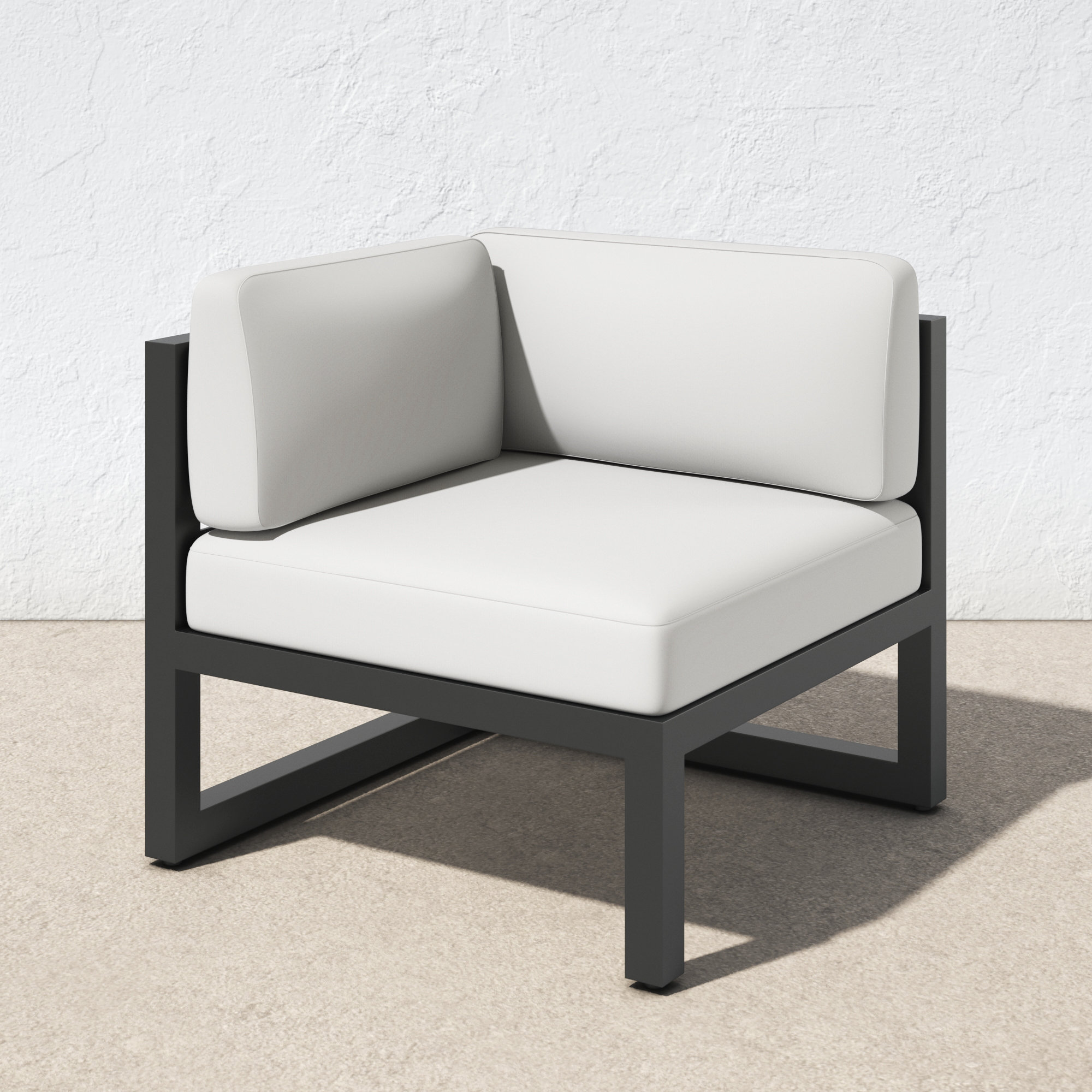 Smith Outdoor Corner Chair with Sunbrella Cushions, Canvas Natural, Slate
