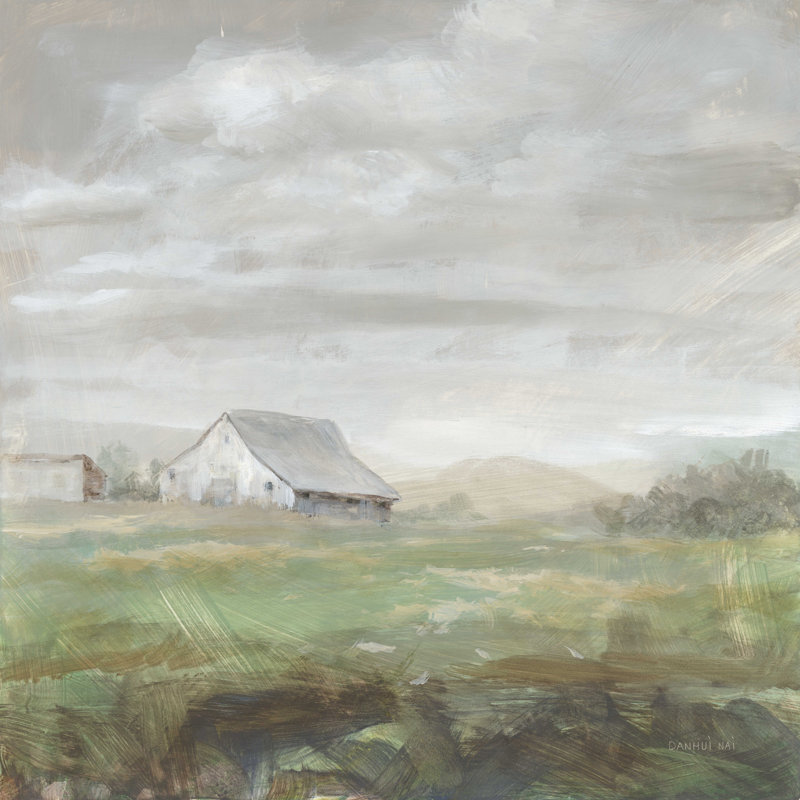 " White Barn Fields " by Danhui Nai Painting Print, 12" H x 12" W  