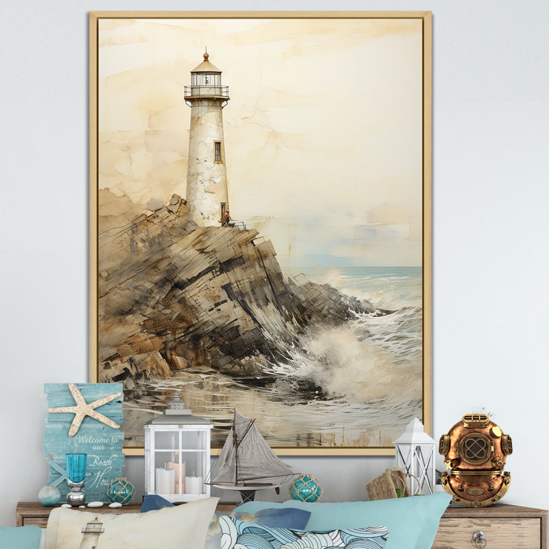" Minimal Grey Light House I ", Natural Floater Framed, 32" H x 24" W x 1" D