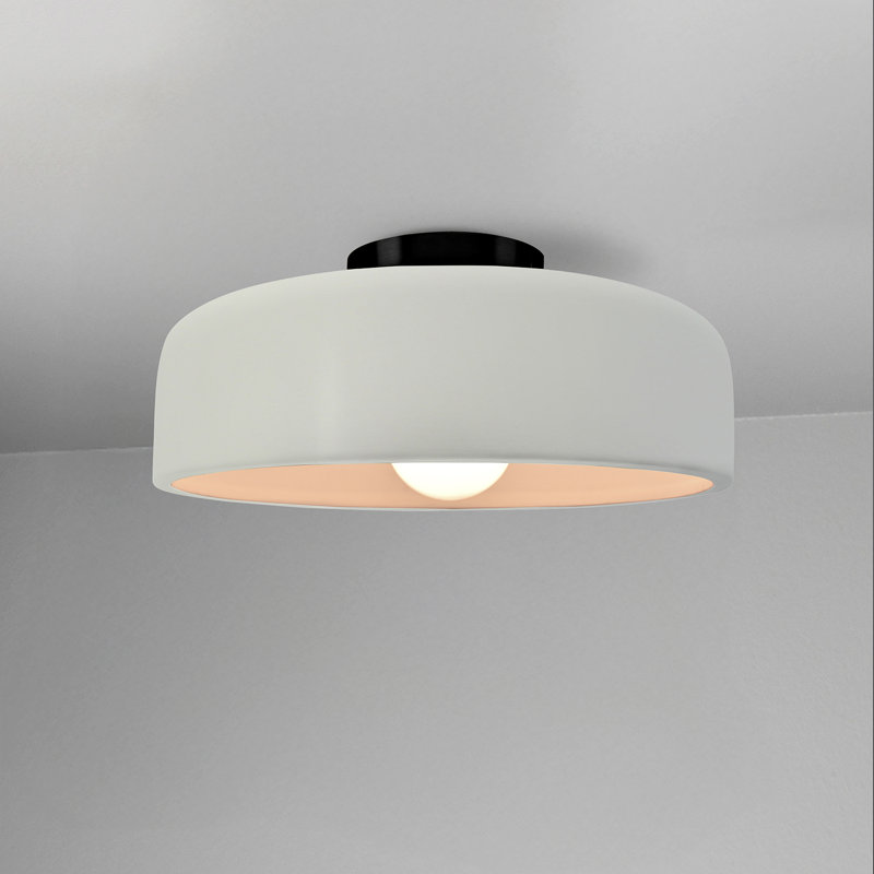 Radiance Ceramic Semi Flush Mount - Replaceable Bulb, Matte White, Matte Black, 6" H x 10" W x 10" D