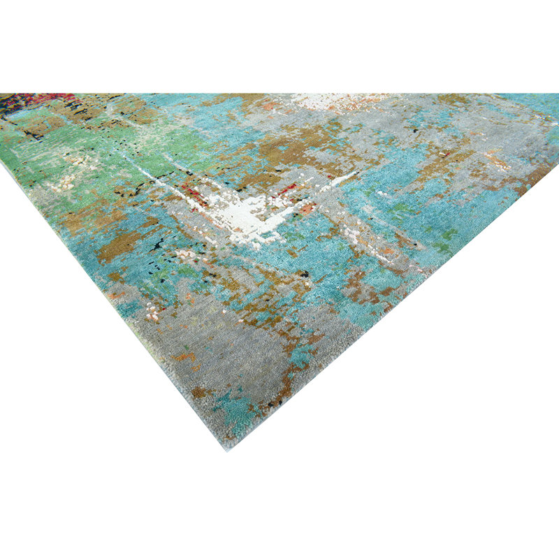 Hand Woven Silk and Wool Area Rug, Rectangle 8' x 10'