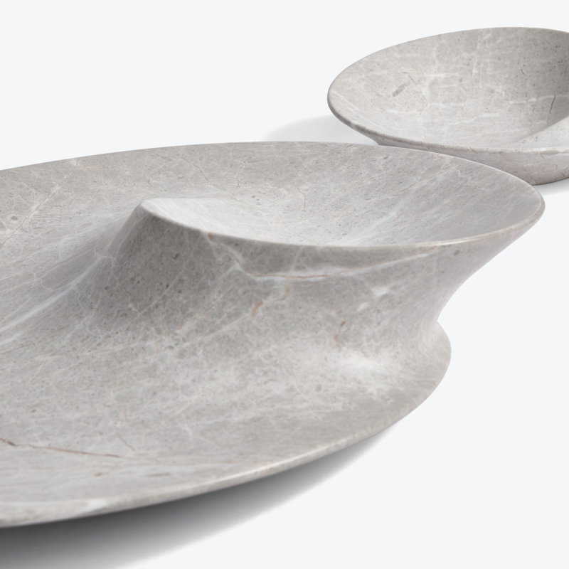 Swirl Bowl, Small, Grey, 9.8"W x 7.4"D x 3.1"H, Gray
