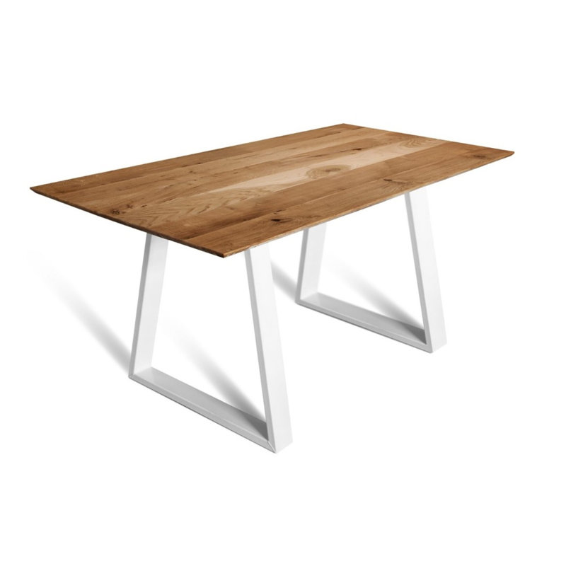 McLemoresville Oak Solid Wood Top Metal Base Dining Table