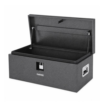 Heavy-Duty Steel Truck Bed Tool Box w/ Lock & Keys - Grooved Lid, Weather/Rust-Resistant Metal Storage Chest for Pickup Trucks - Gray - 30 x 15 x 15 in
