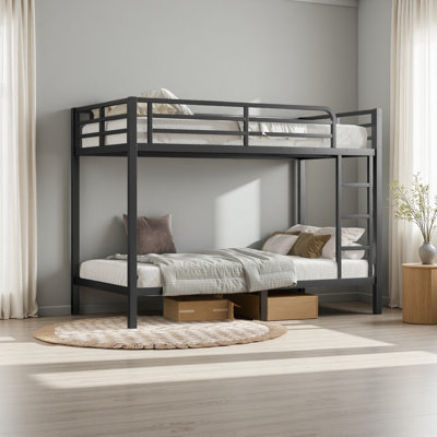 Metal Twin XL Over Twin XL Bunk Bed For Teens And Adults,Space-Saving/Noise Reduced/No Box Spring Needed