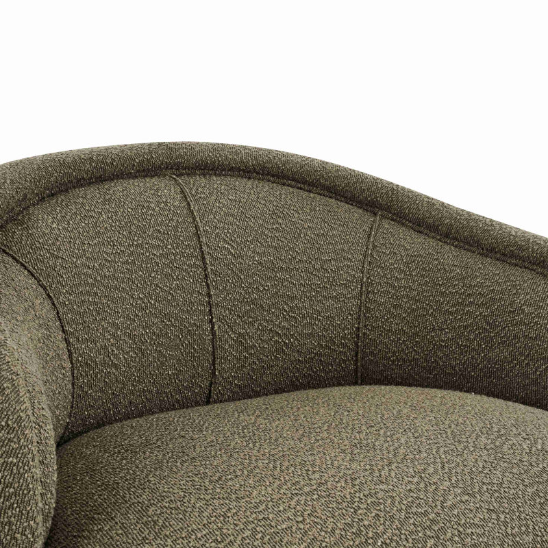 Amanda Curved Boucle Accent Chair, Green Boucle
