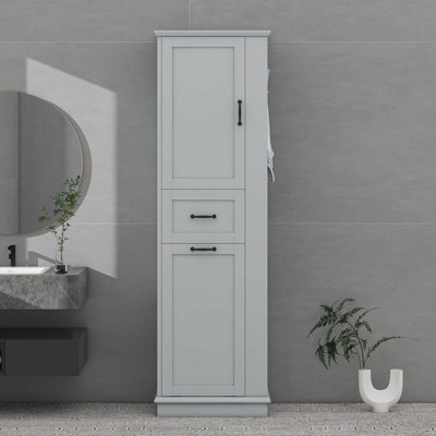 Grande armoire de rangement avec panier inclinable, tablettes réglables, portes à fermeture en douceur