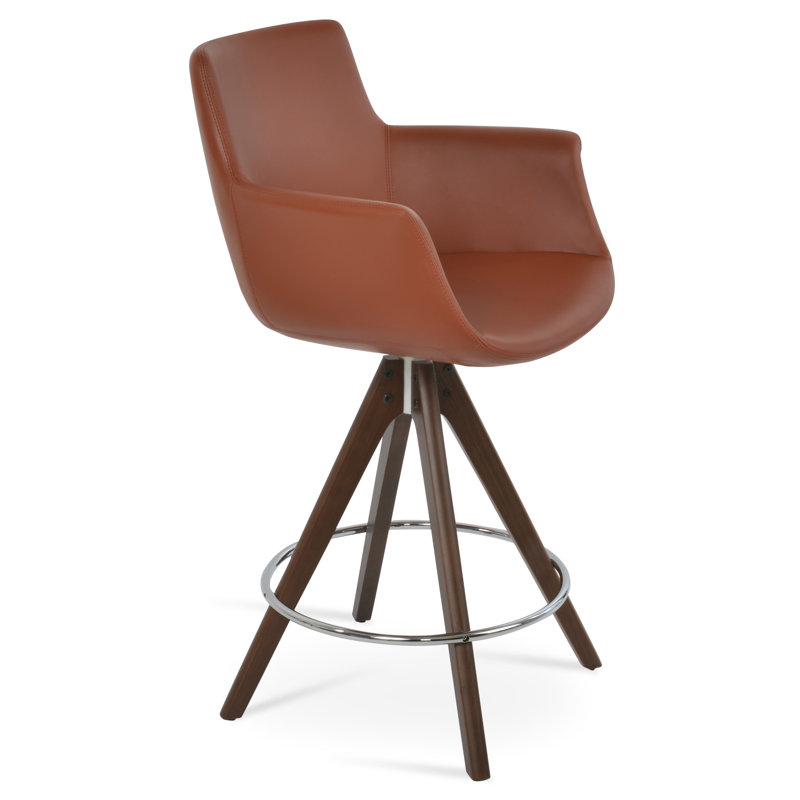 Tabouret de comptoir et de bar, Tabouret de comptoir (siège d’une hauteur de 24, Noyer, Caramel