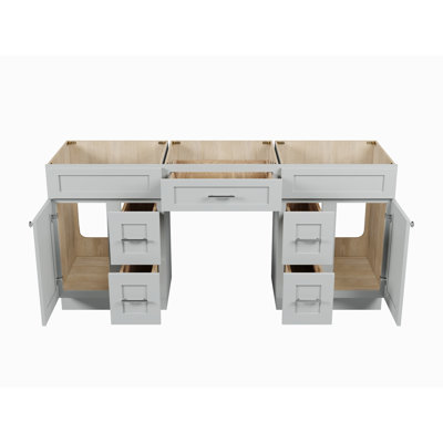 Disar 72'' Double Bathroom Vanity With Desk Dovetail Solid Wood Drawer Base Only