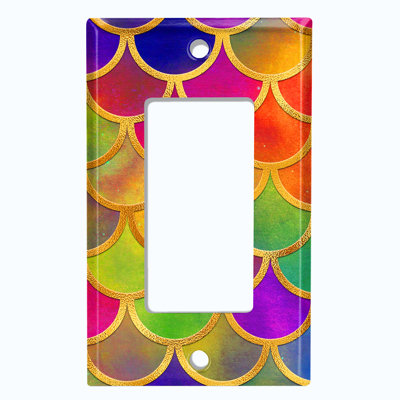 Metal Light Switch Plate Outlet Cover (Mermaid Pink Scale  - Single Rocker)