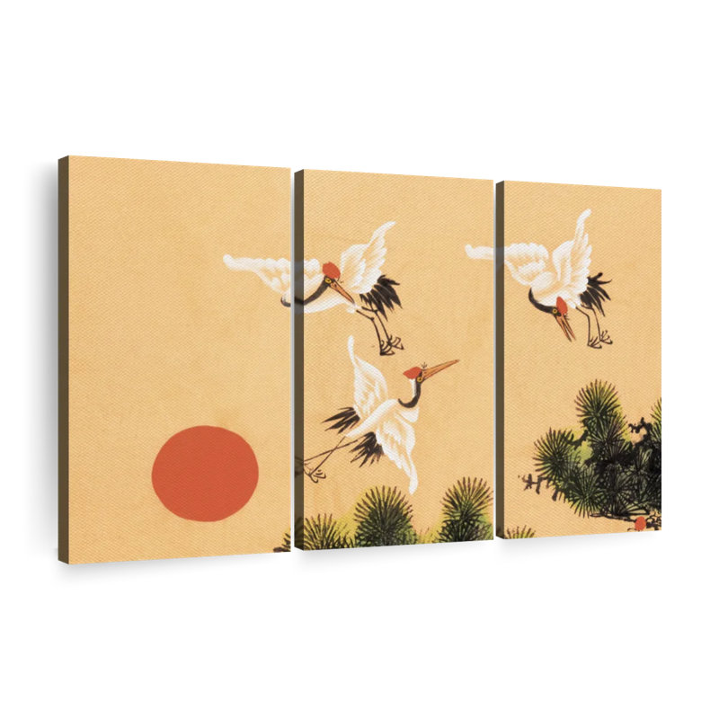 " Cranes Sumi E ", 28" H x 45" W x 1.25" D