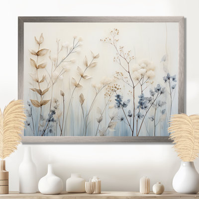 Beige And Blue Herbs Minimal Harmony - Herbs Wall Art for Living Room