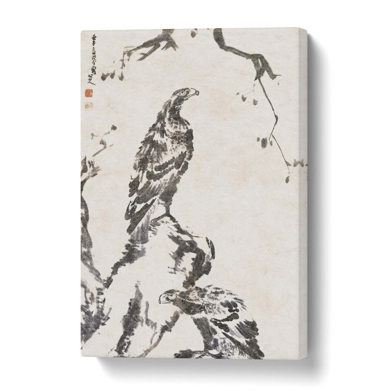 Two Eagles by Bada Shanren - Wrapped Canvas Painting, 50.8 cm H x 35.6 cm W