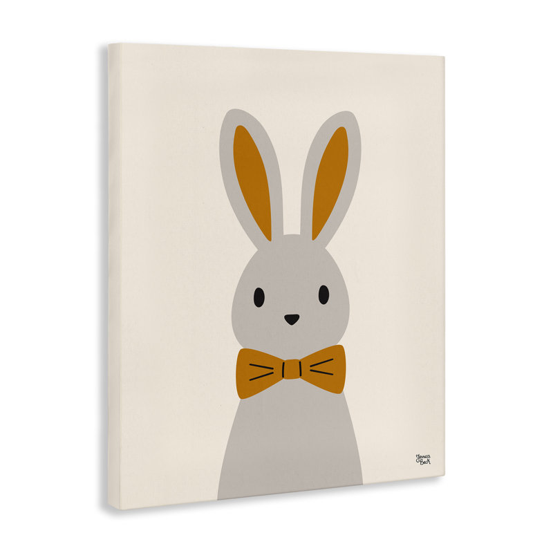 «Simple Rabbit with Bowtie», art mural sur toile par Jessica Beck, H 48 po x l 36 po