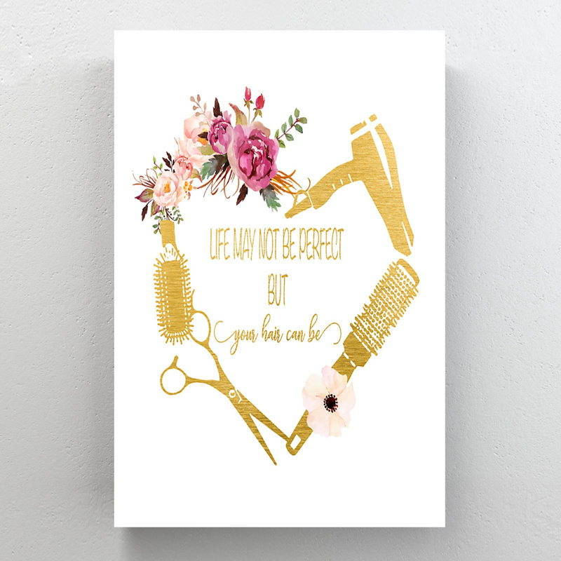 Hairdresser Tools - Life May Not Perfect But Your Hair Can Be - 1 Piece Rectangle Graphic Art Print On Wrapped Canvas