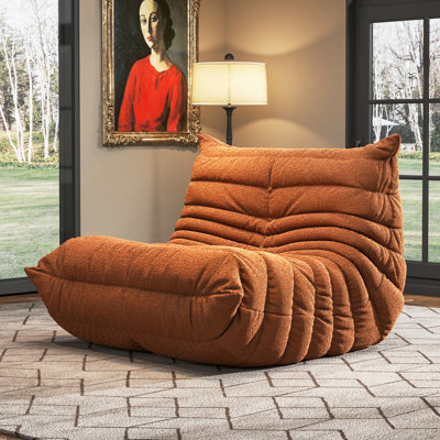 Bean Bag Chair Sofa, 38" Wide No-Assembly Teddy Fabric Sofa - High-Resilience Foam Filled, Lightweight & Easy to Move - Perfect for Bedroom, Study, or