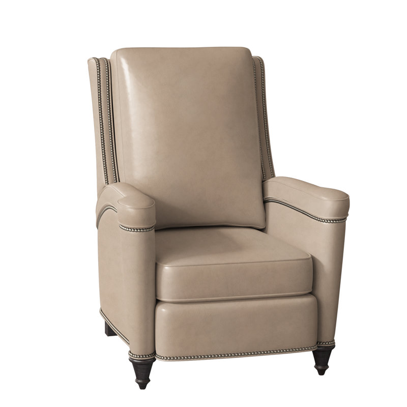 Mayes Recliner, Aline Light Gray Stonewash Genuine Leather, Gunmetal, Plantation