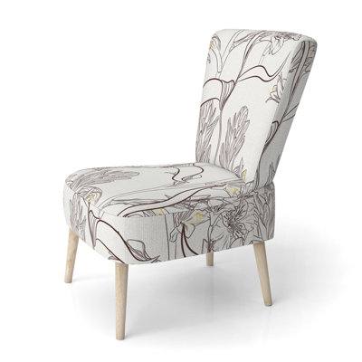 Chaise d'appoint, motif floral beige tapissé - motif floral beige II
