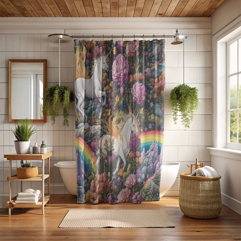 Rideau de douche standard 1 pièce Majestic Flora, H 74 po x l 71 po