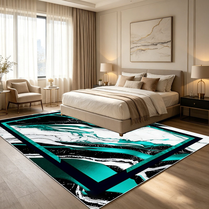 Modern marble patterned rugs are available in various sizes, suitable for use as large rugs in living rooms, bedside rugs in bedrooms, and decorative pieces for entryways/studies, adapting to multiple scenarios.