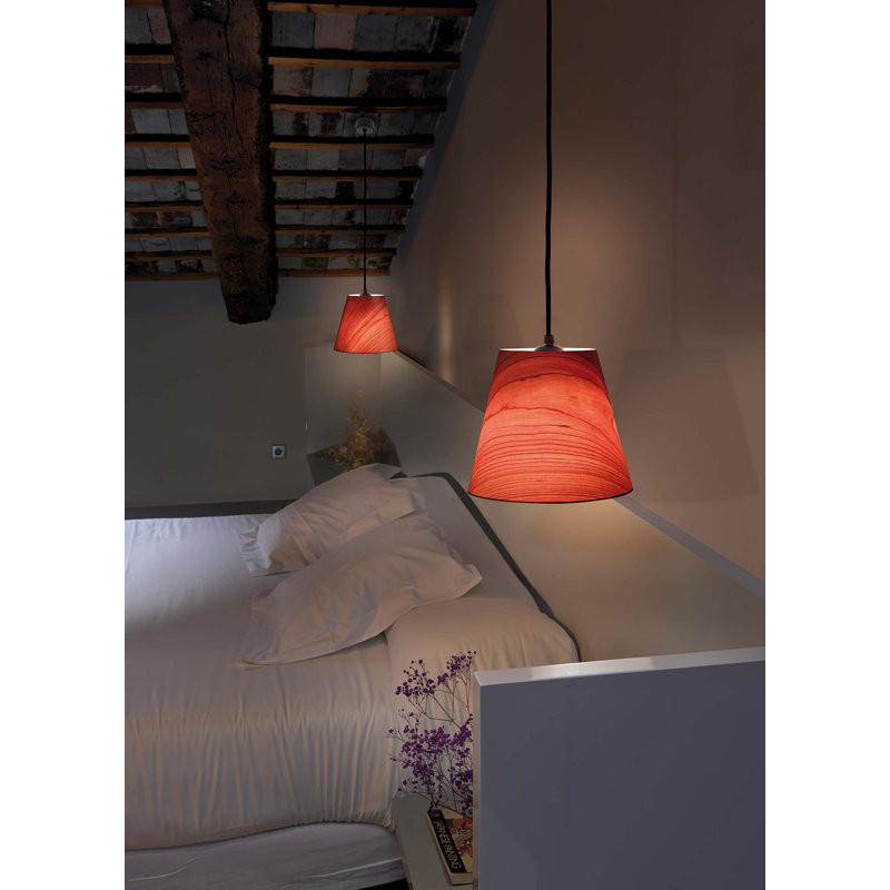 Luminaire suspendu Zeta Conica, Diamètre de 7,1 po, Cerisier naturel