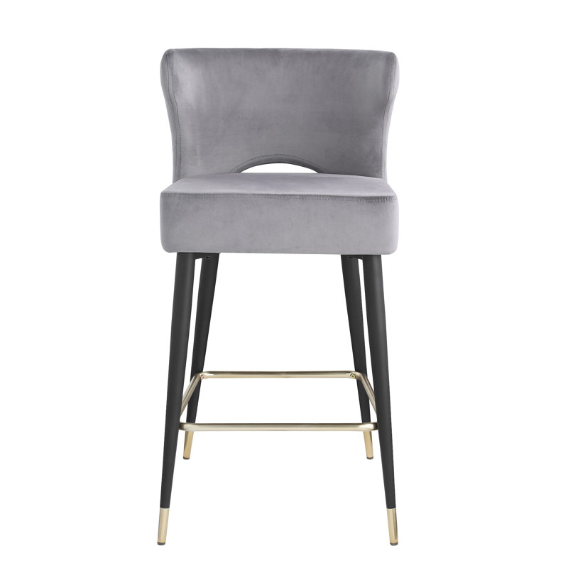 Jeannina Upholstered Counter Stool with Metal Frame, Gray, 1