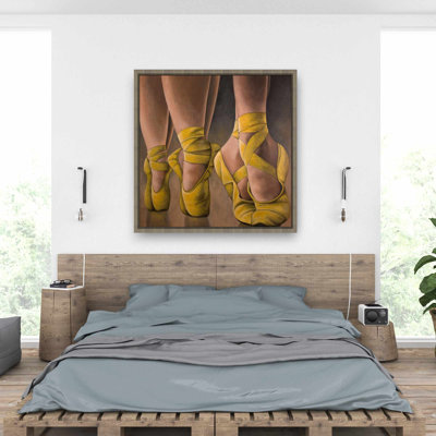 Synchronized Ballerinas - Beige Framed Canvas for Home Decor