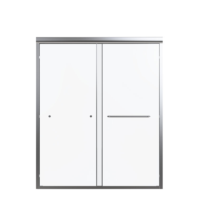 56"-60" Semi- Shower Door, Tempered Glass, , Smooth Surface 72" H W, Modern Bathroom Partition, Brushed Nickel