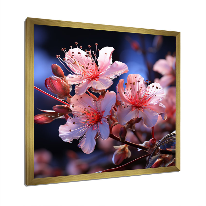 Rhododendron rose, beauté élégante sur toile, Cadre doré simple, H 16 po x l 16 po x P 1 po
