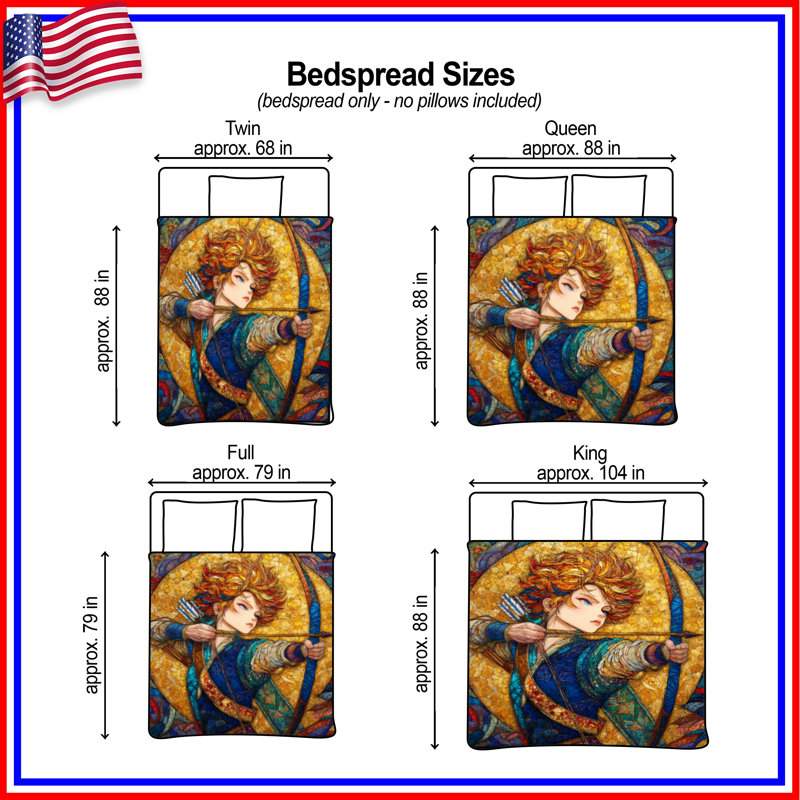 Stained Glass Archer Bedding Fantasy Bedspread Artwork, Queen
