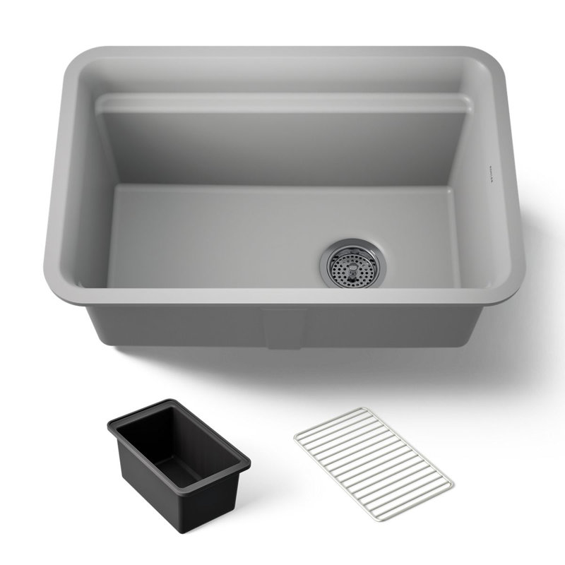 Cairn 27-1/2 in. X 18-5/16 in. X 12-5/8 in. Undermount Utility Sink, Matte Gray